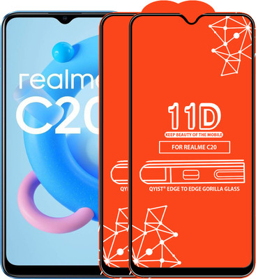Qyist Edge To Edge Tempered Glass for Realme C20(Pack of 2)