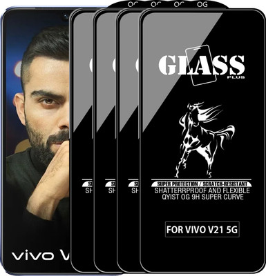Qyist Edge To Edge Tempered Glass for VIVO V21 5G(Pack of 4)