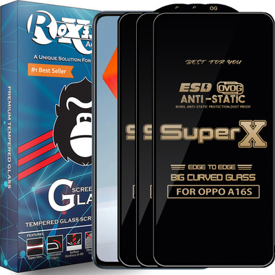 Roxel Edge To Edge Tempered Glass for OPPO A16S(Pack of 3)