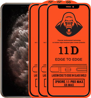 Laxdom Edge To Edge Tempered Glass for APPLE IPHONE 11 PRO MAX(Pack of 3)