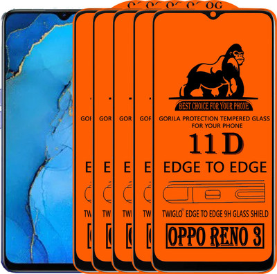 TWIGLO Edge To Edge Tempered Glass for OPPO RENO 3(Pack of 5)