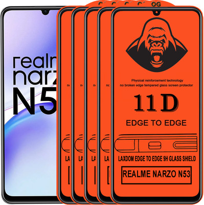 Laxdom Edge To Edge Tempered Glass for REALME NARZO N53(Pack of 5)