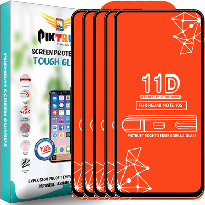 PikTrue Edge To Edge Tempered Glass for Redmi Note 10S(Pack of 5)