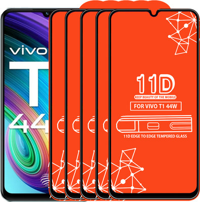 Qyist Edge To Edge Tempered Glass for Vivo T1 44W(Pack of 5)