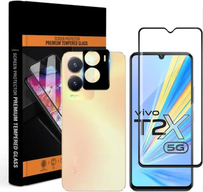 Gaqipud Front and Back Tempered Glass for Vivo T2x 5G With Camera Lens Protector(Pack of 2)