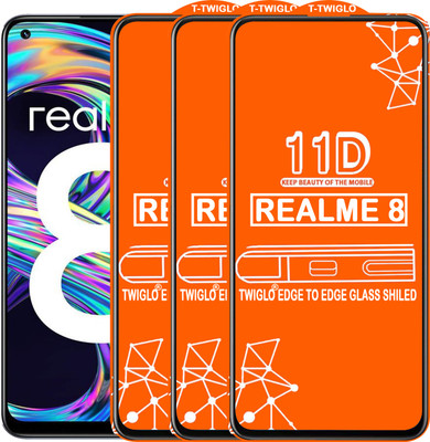 TWIGLO Edge To Edge Tempered Glass for REALME 8(Pack of 3)