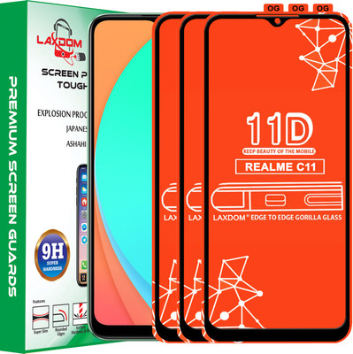 Laxdom Edge To Edge Tempered Glass for REALME C11(Pack of 3)