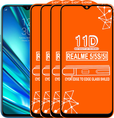CYOR Edge To Edge Tempered Glass for REALME 5(Pack of 4)