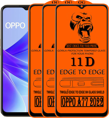 TWIGLO Edge To Edge Tempered Glass for OPPO A77 2022(Pack of 3)