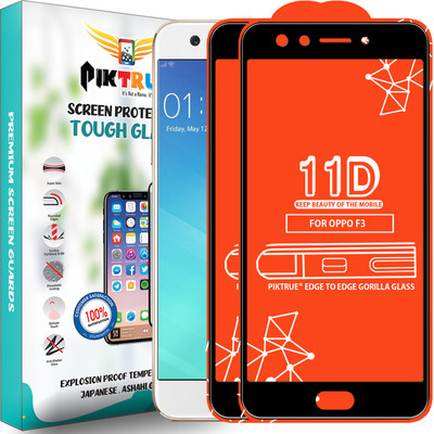 PikTrue Edge To Edge Tempered Glass for Oppo F3(Pack of 2)