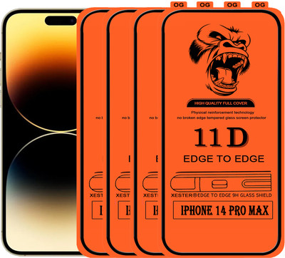 PFOAM Edge To Edge Tempered Glass for APPLE IPHONE 14 PRO MAX(Pack of 4)