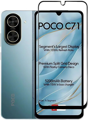 MobiWay Edge To Edge Tempered Glass for Poco C71 5G, Poco C71, temp5(Pack of 1)