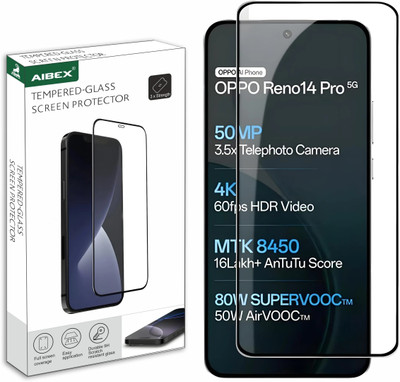 AIBEX Edge To Edge Tempered Glass for Oppo Reno 14 Pro 5G| 9H Hardness | Anti-Glare & Anti-Fingerprint | Water Resistant | Edge-to-Edge Full Screen Protector | Bubble-Free Installation(Pack of 1)