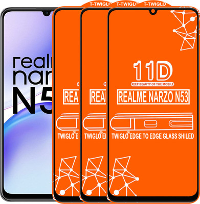 TWIGLO Edge To Edge Tempered Glass for REALME NARZO N53(Pack of 3)