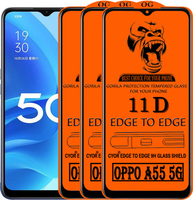 CYOR Edge To Edge Tempered Glass for OPPO A55 5G(Pack of 3)