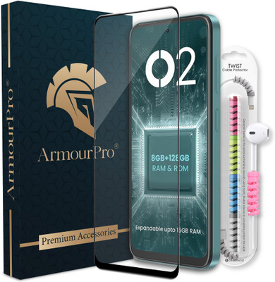 ArmourPro Edge To Edge Tempered Glass for LAVA O2, Lava O2, O2, OG Tempered Glass with Cable Protector(Pack of 1)