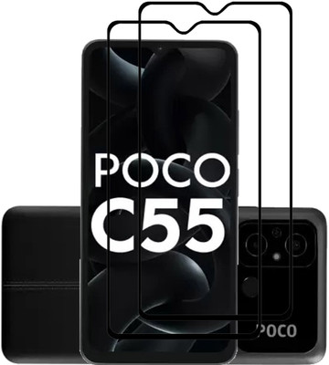 INFINITYWORLD Edge To Edge Tempered Glass for POCO C55, Redmi 12C, (V6.71)(Pack of 2)