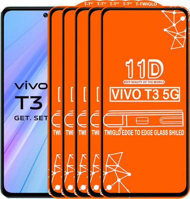 TWIGLO Edge To Edge Tempered Glass for VIVO T3 5G(Pack of 5)