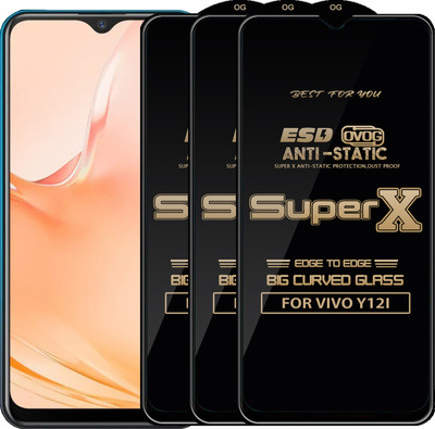 Qyist Edge To Edge Tempered Glass for VIVO Y12I(Pack of 3)