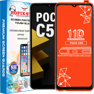 Rofix star Edge To Edge Tempered Glass for POCO C50(Pack of 1)