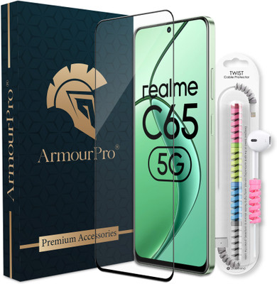 ArmourPro Edge To Edge Tempered Glass for Realme C65 5G, Realme C65, C65 5G, OG Tempered Glass with Cable Protector(Pack of 1)