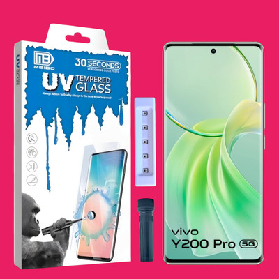 KadWaniya Edge To Edge Tempered Glass for Vivo Y200 Pro, Vivo Y200 Pro 5G, Meibo Series 3D Curved (30 Seconds Quick Paste) High Quality UV Liquide Glue Glass with Easy Installation Kit-563(Pack of 1)