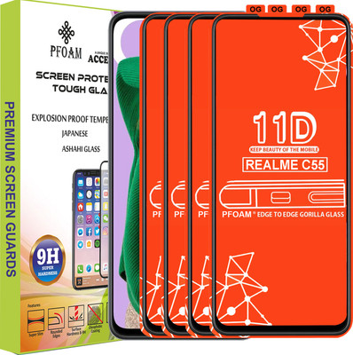 PFOAM Edge To Edge Tempered Glass for REALME C55(Pack of 4)