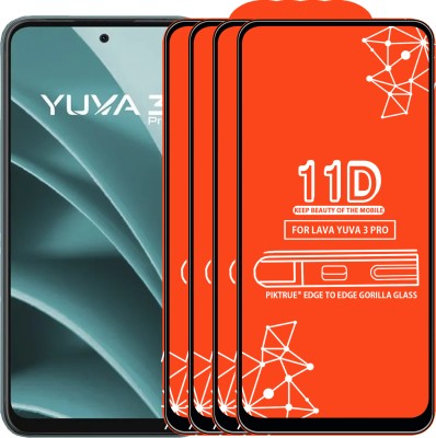 PikTrue Edge To Edge Tempered Glass for LAVA YUVA 3 PRO(Pack of 4)