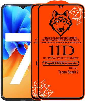 DeepzHub Edge To Edge Tempered Glass for Tecno spark 7(Pack of 2)