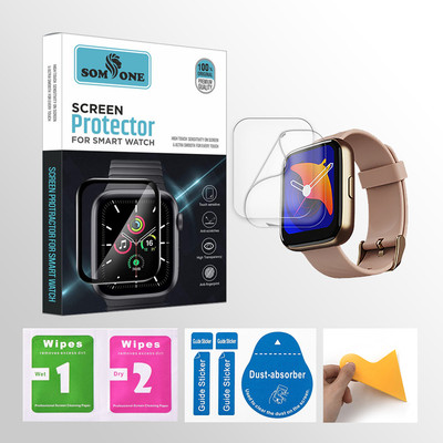 SOMTONE Edge To Edge Tempered Glass for boAt Wave Pro 1.69 inch Smartwatch 2 PROTECTOR + 2 WIPES + 2 DUST REMOVAL STICKER + 1 WIPER(Pack of 2)