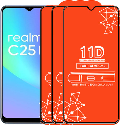 Qyist Edge To Edge Tempered Glass for Realme C25S(Pack of 3)