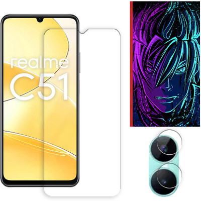 ARBAN Edge To Edge Tempered Glass for Realme C51 4G Tempered Glass Screen Protector | Anti-Scratch | Edge to Edge Full Coverage | 9H Hardness (1 FRONT SCREEN GUARD + 1 CAMERA LENS PROTECTOR + 1 FREE BACK EMBOSSED SKIN002)(Pack of 1)
