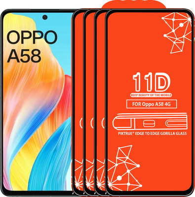 PikTrue Edge To Edge Tempered Glass for Oppo A58 4G(Pack of 4)