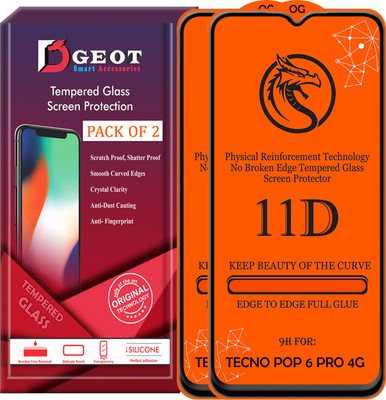Dgeot Edge To Edge Tempered Glass for Tecno Pop 6 Pro 4G(Pack of 2)