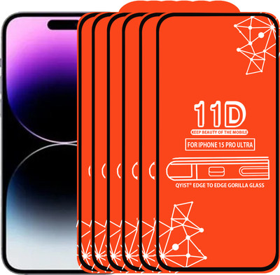 Qyist Edge To Edge Tempered Glass for Iphone 15 Pro Ultra(Pack of 6)