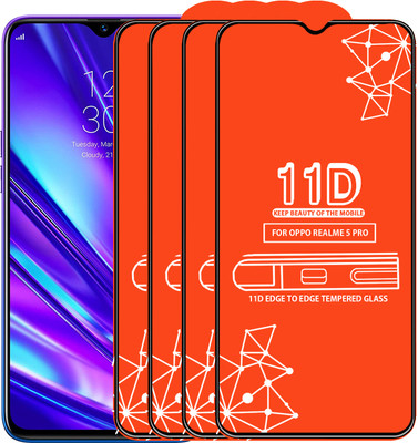 Qyist Edge To Edge Tempered Glass for Realme 5 Pro(Pack of 4)