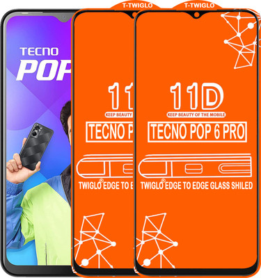 TWIGLO Edge To Edge Tempered Glass for TECNO POP 6 PRO(Pack of 2)
