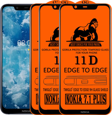 TWIGLO Edge To Edge Tempered Glass for NOKIA 7.1 PLUS(Pack of 3)