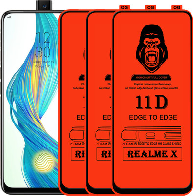 Laxdom Edge To Edge Tempered Glass for Realme X(Pack of 3)