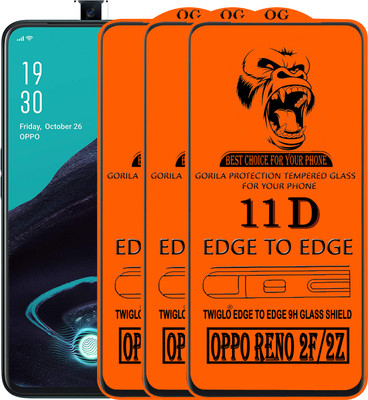 TWIGLO Edge To Edge Tempered Glass for Oppo Reno2 F(Pack of 3)