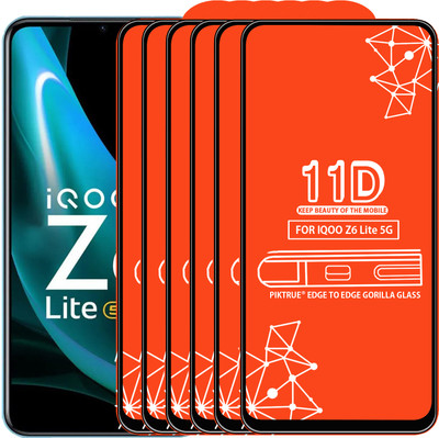 PikTrue Edge To Edge Tempered Glass for IQOO Z6 Lite 5G(Pack of 6)