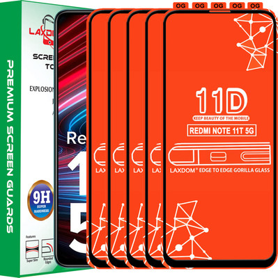 Laxdom Edge To Edge Tempered Glass for REDMI NOTE 11T 5G(Pack of 5)