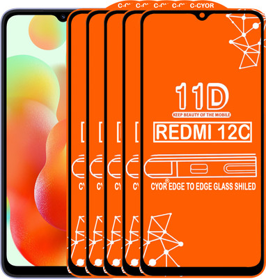 CYOR Edge To Edge Tempered Glass for REDMI MI 12C(Pack of 5)