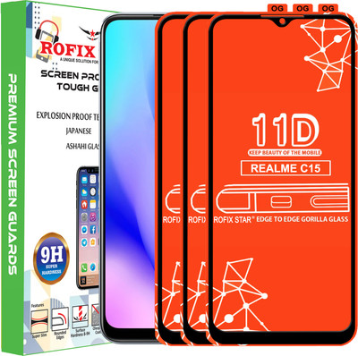 Rofix star Edge To Edge Tempered Glass for REALME C15(Pack of 3)