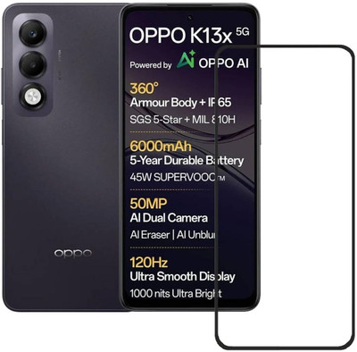 MOBIGENIX Edge To Edge Tempered Glass for Oppo K13x 5G, Oppo K13x(Pack of 1)