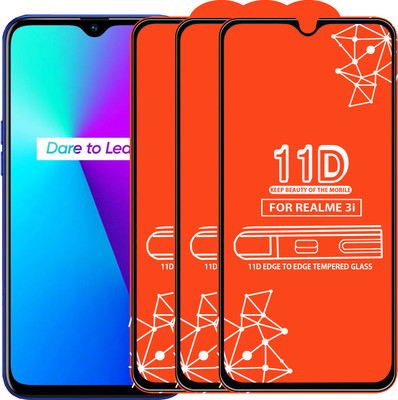 Qyist Edge To Edge Tempered Glass for Realme 3i(Pack of 3)