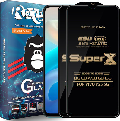 Roxel Edge To Edge Tempered Glass for VIVO Y55 5G(Pack of 2)
