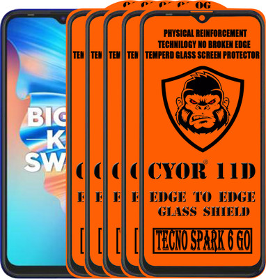 CYOR Edge To Edge Tempered Glass for TECNO SPARK 6 GO(Pack of 5)