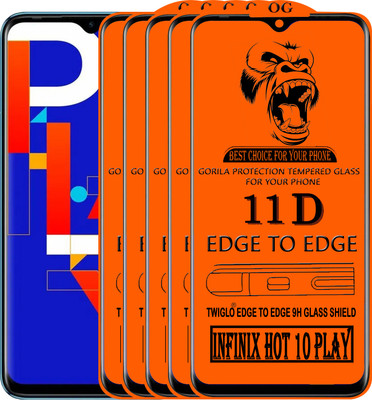 TWIGLO Edge To Edge Tempered Glass for INFINIX HOT 10 PLAY(Pack of 5)
