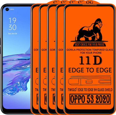 TWIGLO Edge To Edge Tempered Glass for OPPO A53 2020(Pack of 5)